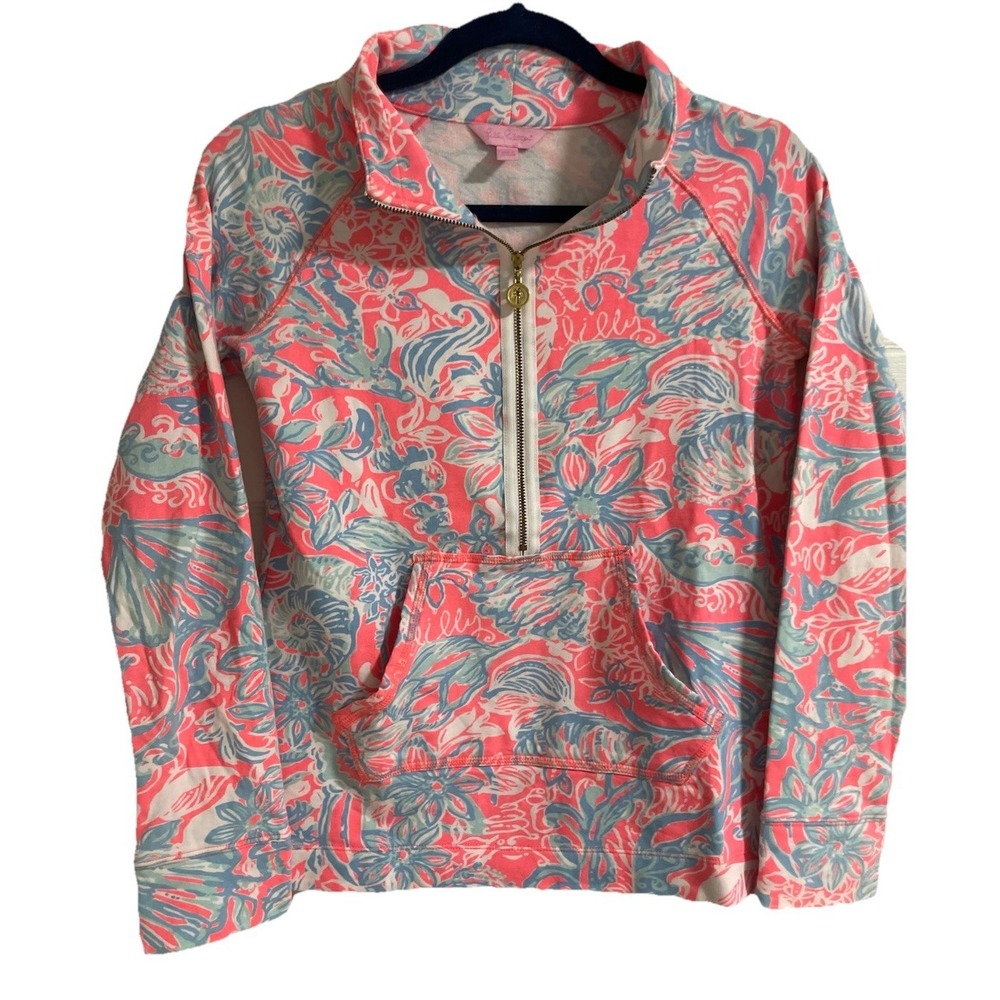 Lilly Pulitzer Skipper Popover Sz XS Pink Sun Ray Summer Siren Pulllover Pockets - Picture 9 of 16